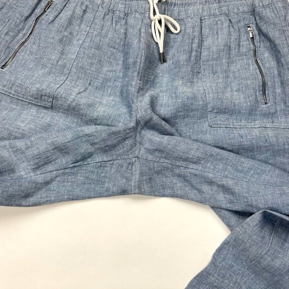 Athleta Cabo Linen Wide Leg Pants Women 20‎ Elastic Waist Pockets Lightweight - Picture 5 of 14